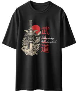 Oriko Shadow Bushido Oversized Graphic T-Shirt – Samurai Warrior Streetwear Design