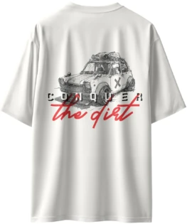 Oriko Dirt Mode Oversized Graphic T-Shirt – Rally Car Conquer the Dirt Design
