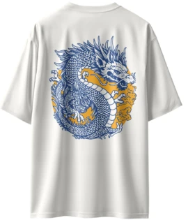 Oriko Chikara Oversized Graphic T-Shirt – Japanese Dragon of Power Design