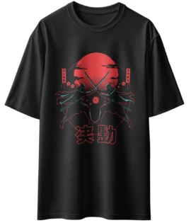 Oriko Sensei Oversized Graphic T-Shirt – Samurai Meditation Minimal Design
