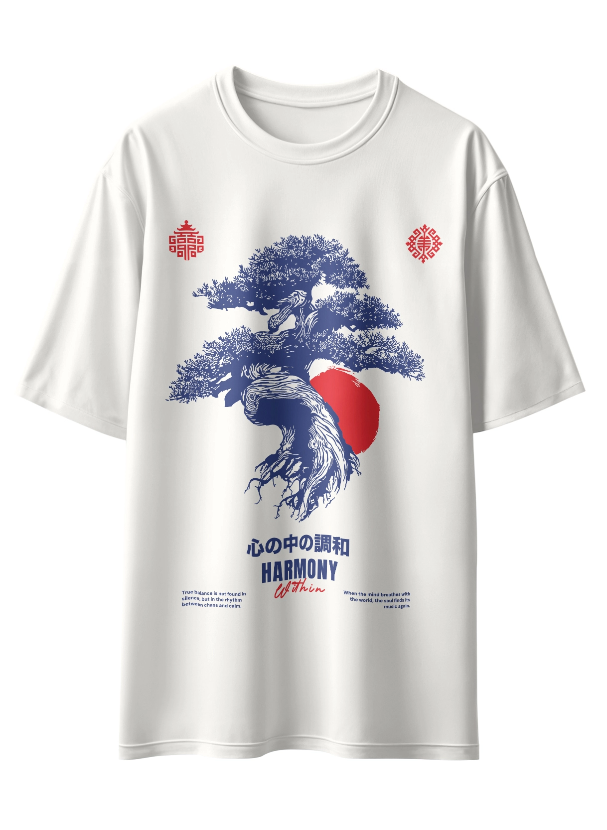 Oriko Harmony Oversized Graphic T-Shirt – Japanese Tree Zen Design