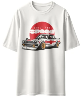 Oriko Vintage Wheels Oversized Graphic T-Shirt – Classic Sedan Racing Design