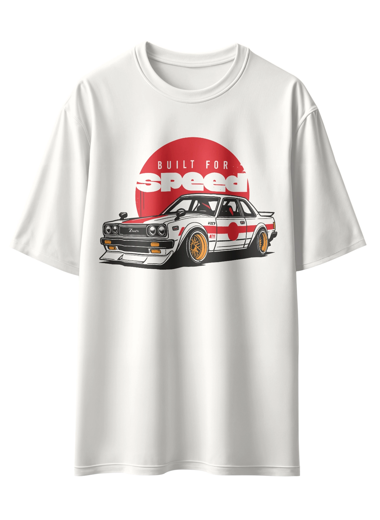 Oriko Vintage Wheels Oversized Graphic T-Shirt – Classic Sedan Racing Design