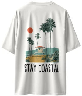 Oriko Littoral Oversized Graphic T-Shirt – Coastal Shoreline Ocean Design