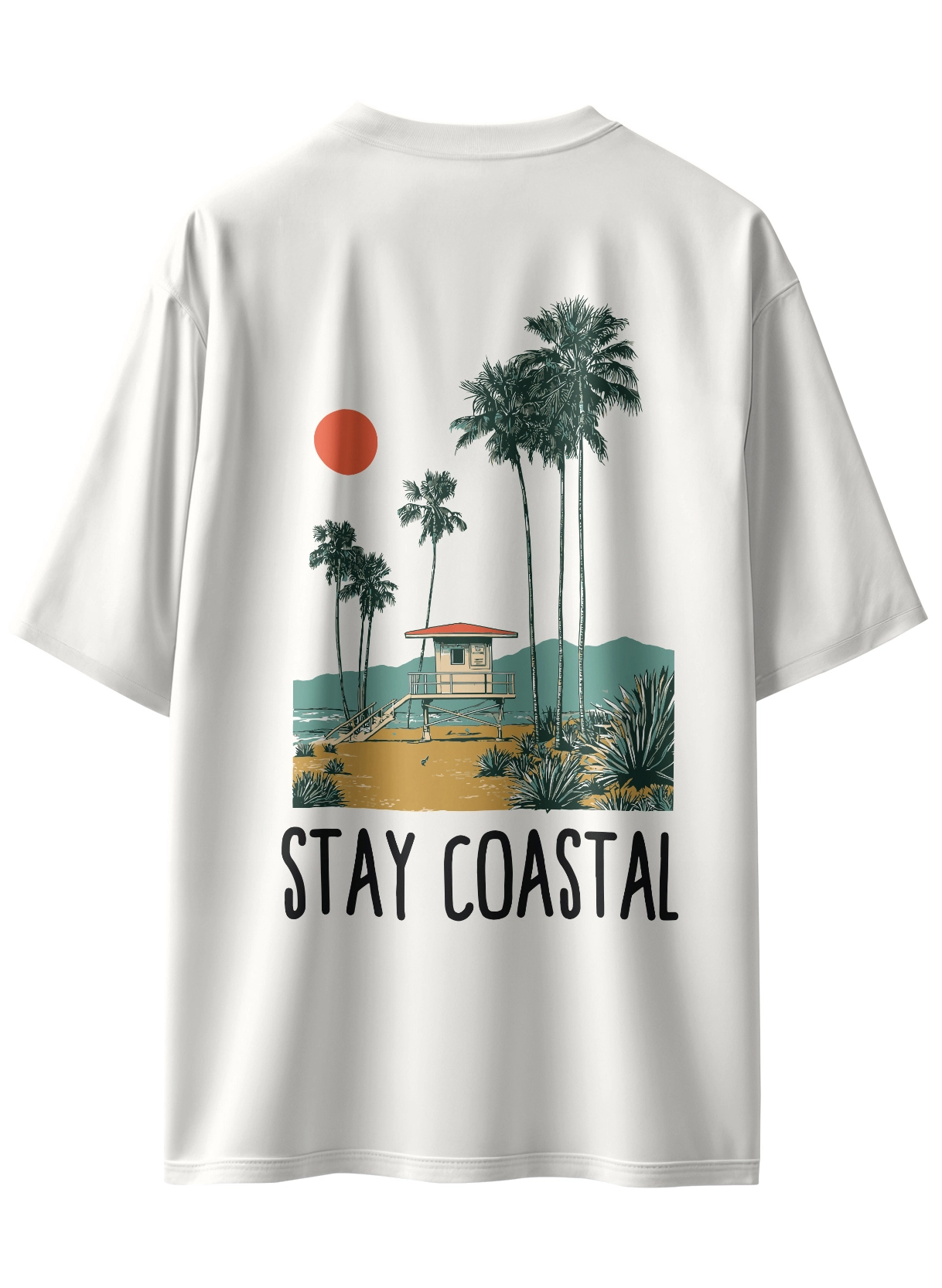 Oriko Littoral Oversized Graphic T-Shirt – Coastal Shoreline Ocean Design