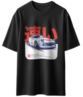 Oriko Resa Oversized Graphic T-Shirt – Japanese Racer Car Illustration