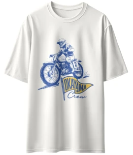 Oriko Roadie Oversized Graphic T-Shirt – Okayama Crew Motocross Motorcycle Design