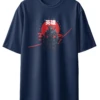 Oriko Warrior Oversized Graphic T-Shirt – Anime Ninja Illustration on Navy Blue Tee