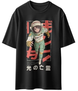 Oriko Airi Kazenomiya Oversized Graphic T-Shirt – Sci-Fi Anime Female Action Poster Design