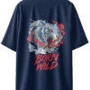 Oriko Born Wild Oversized Graphic T-Shirt – Ferocious Tiger Face with Born Wild Text
