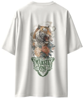 Oriko Majestic One Oversized Graphic T-Shirt – Tiger Face with Majestic One Typography