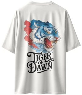Oriko Tiger of Dawn Oversized Graphic T-Shirt – Tiger Illustration with Tiger of Dawn Text